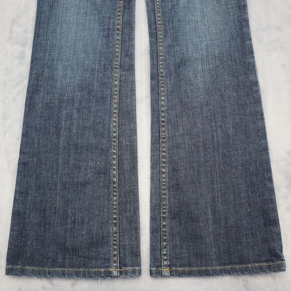 Banana Republic Pants Womens 0 Blue Flare Low Stretch Zip Dark Wash Denim Jeans - Picture 13 of 16